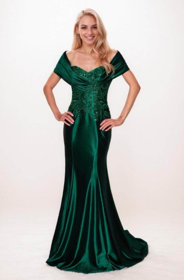 Mermaid Sweep-Brush Train Elastic Silk like Satin Prom Dress CS0717 - COCOMELODY